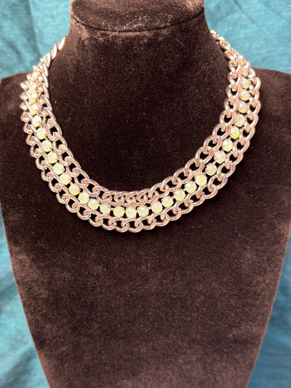 R.J. Graziano Silver-Tone Choker with Opal Aqua Blue Stones - Picture 6 of 8